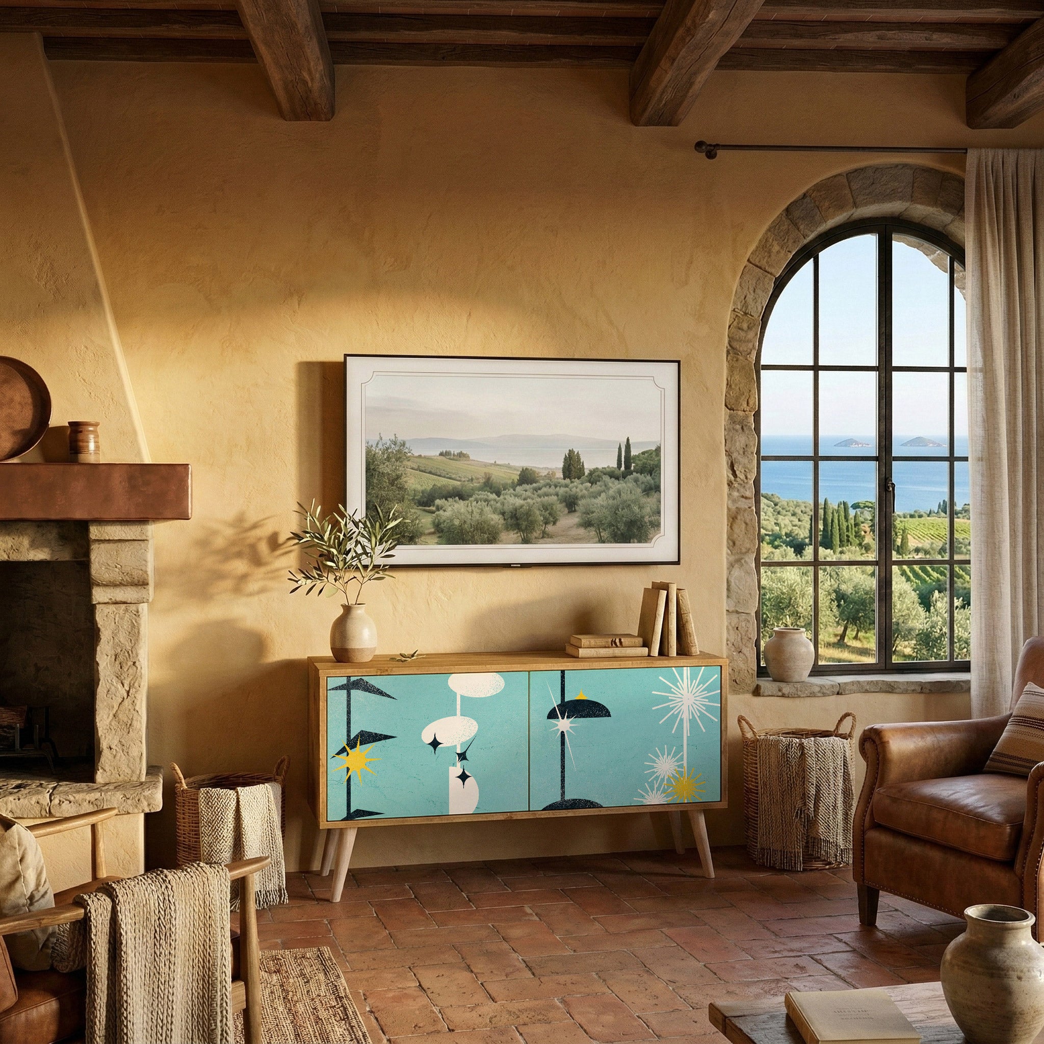 PATHS TO HAPPINESS Compact 2-Door TV Cabinet