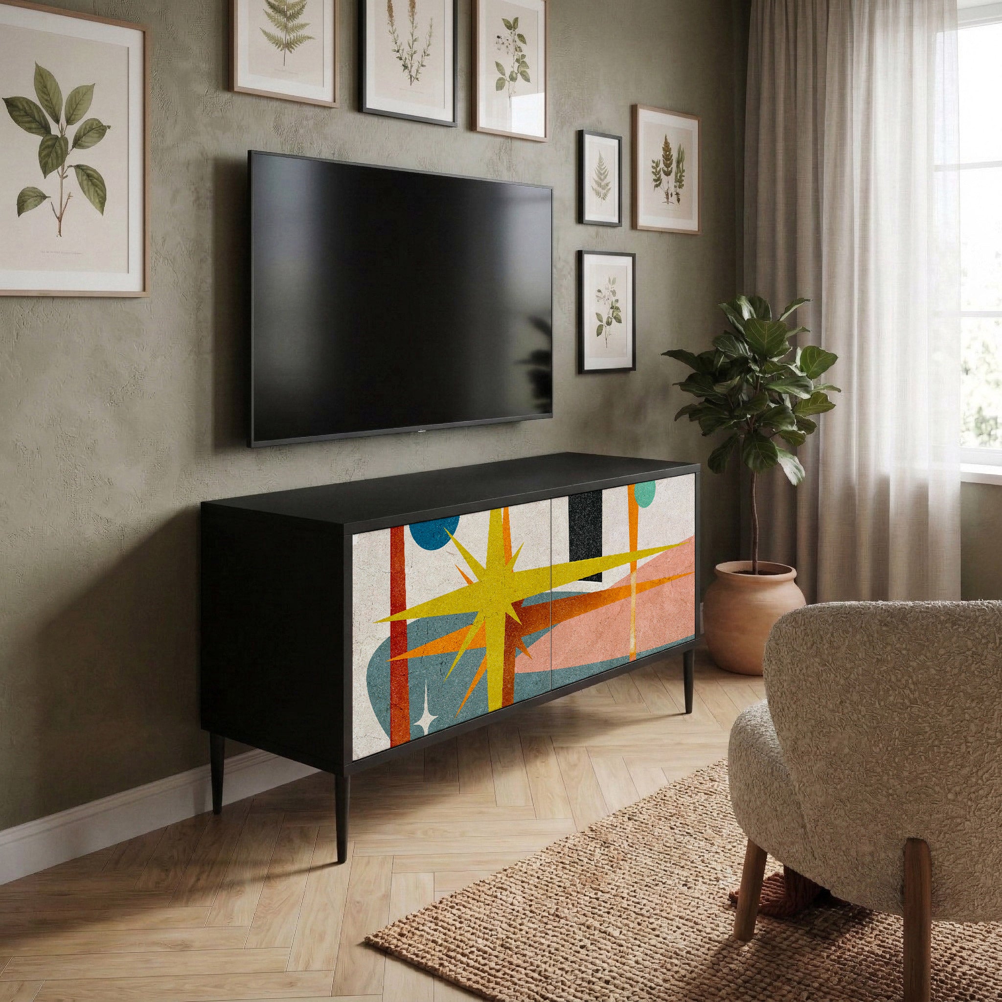 INTERSTELLAR VIBES Kompakt TV-bänk med 2 dörrar
