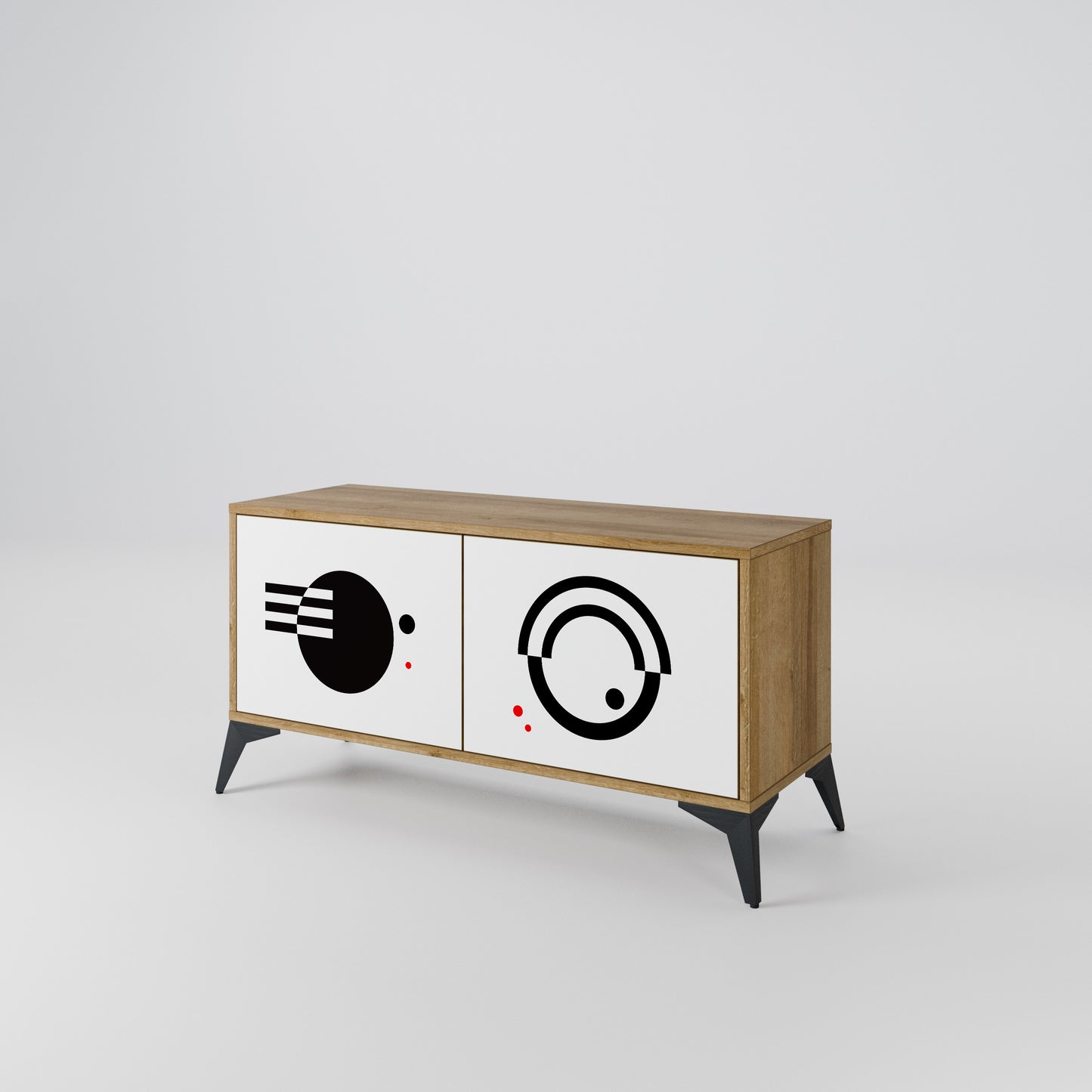 BLACK AND WHITE COMBINATION Kompakt TV-bänk med 2 dörrar