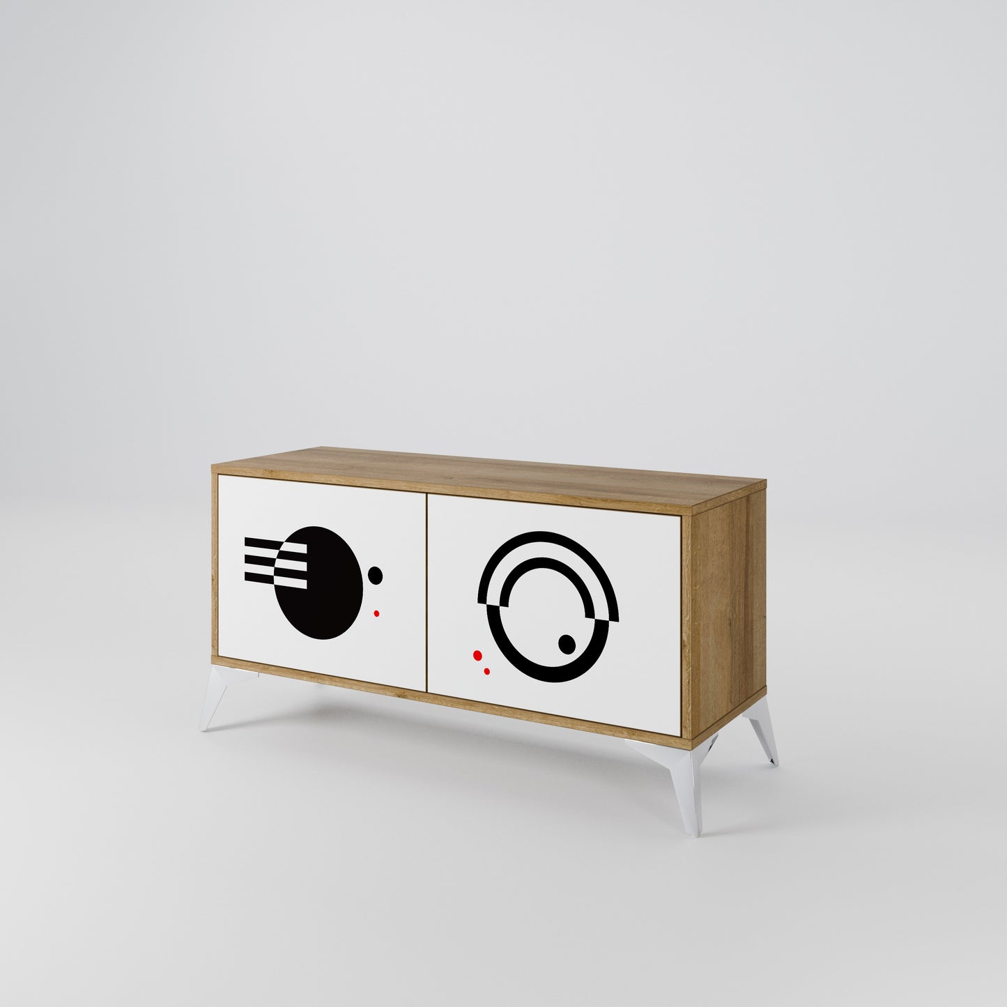 BLACK AND WHITE COMBINATION Kompakt TV-bänk med 2 dörrar