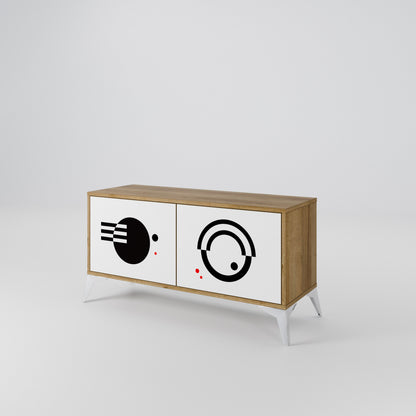 BLACK AND WHITE COMBINATION Kompakt TV-bänk med 2 dörrar