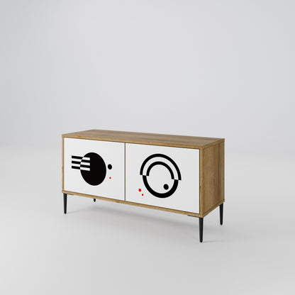 BLACK AND WHITE COMBINATION Kompakt TV-bänk med 2 dörrar