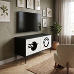 BLACK AND WHITE COMBINATION Kompakt TV-bänk med 2 dörrar