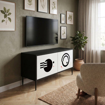 BLACK AND WHITE COMBINATION Kompakt TV-bänk med 2 dörrar