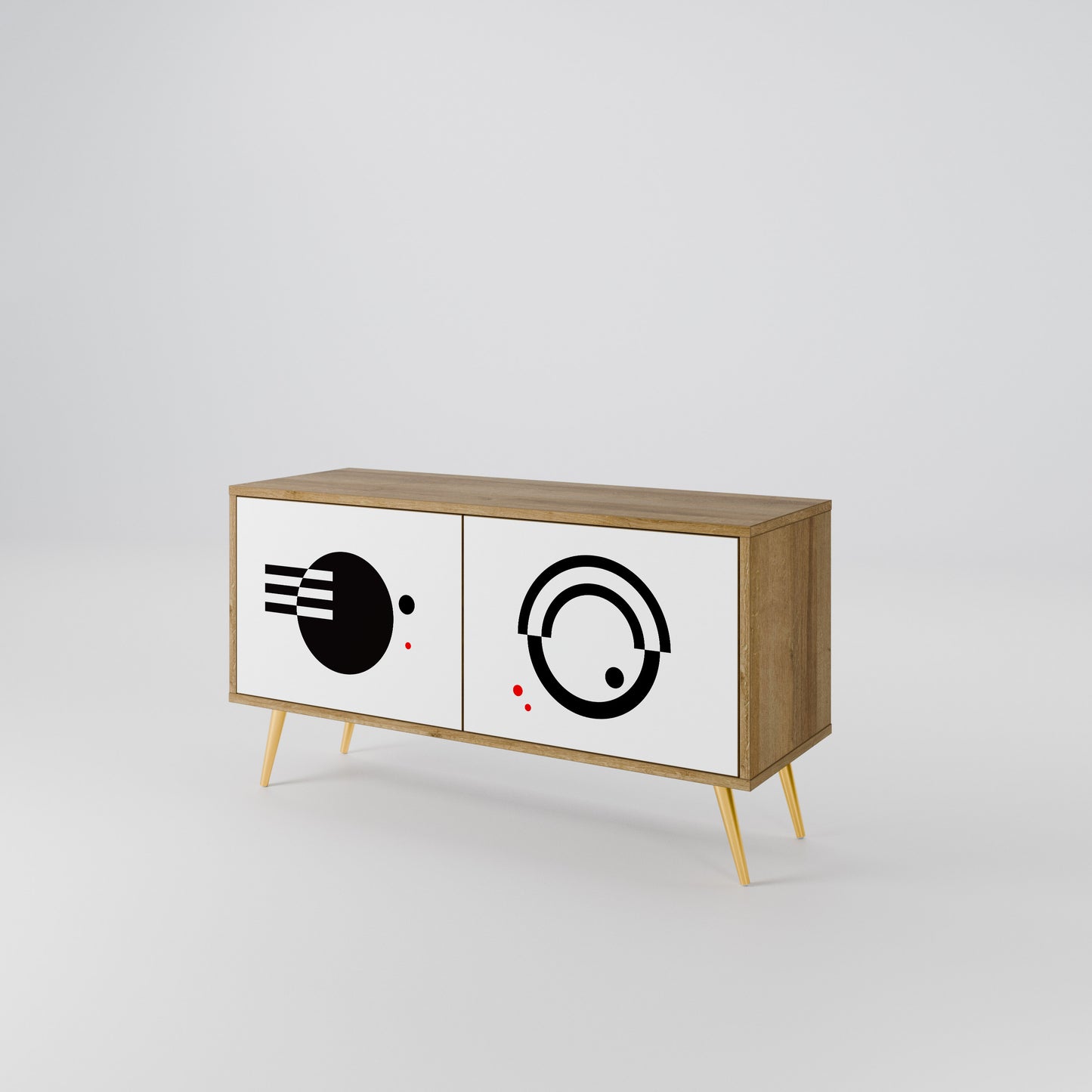 BLACK AND WHITE COMBINATION Kompakt TV-bänk med 2 dörrar