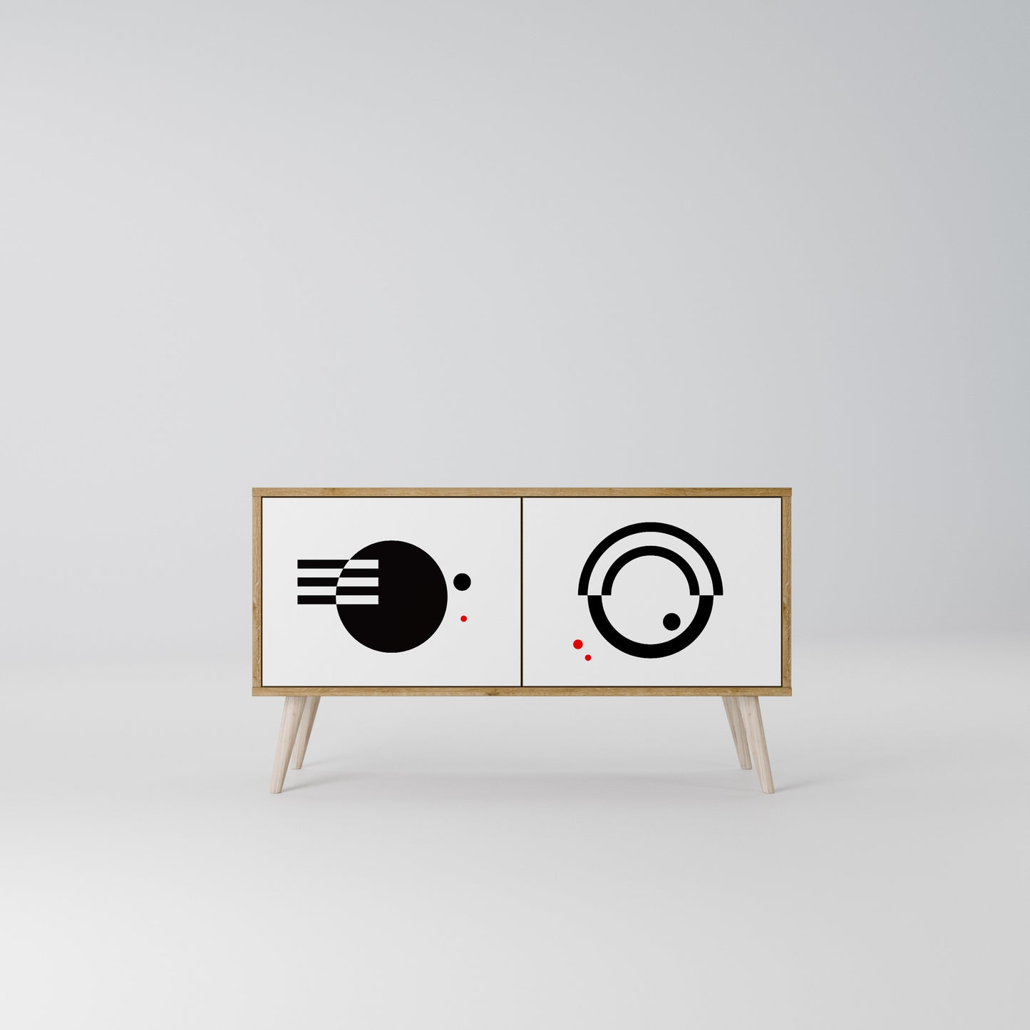 BLACK AND WHITE COMBINATION Kompakt TV-bänk med 2 dörrar