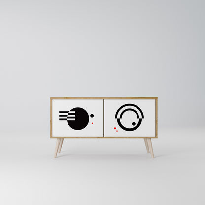 BLACK AND WHITE COMBINATION Kompakt TV-bänk med 2 dörrar