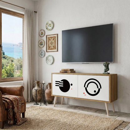 BLACK AND WHITE COMBINATION Kompakt TV-bänk med 2 dörrar