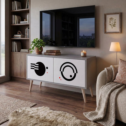 BLACK AND WHITE COMBINATION Kompakt TV-bänk med 2 dörrar