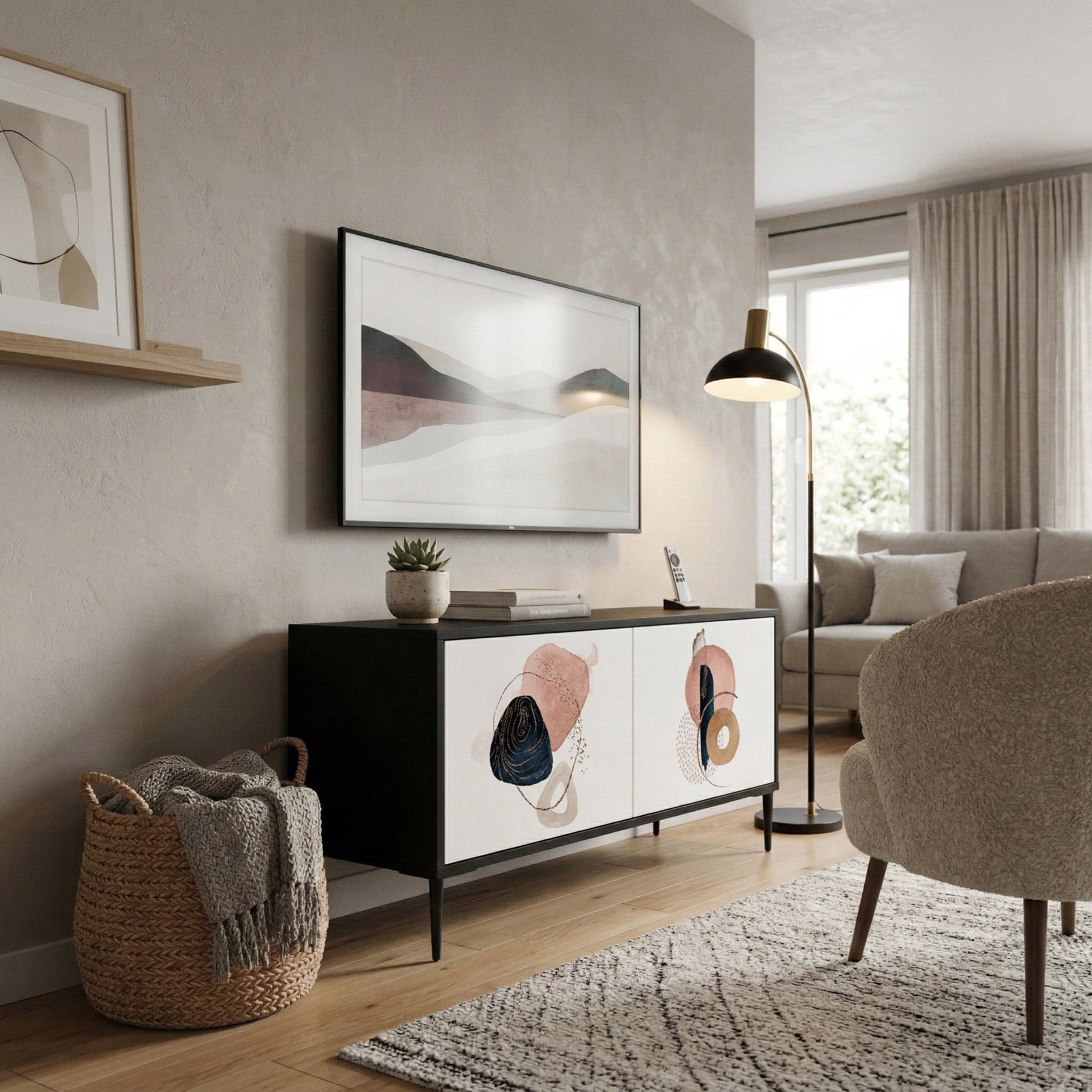 COLORFUL SHAPES Kompakt TV-bänk med 2 dörrar