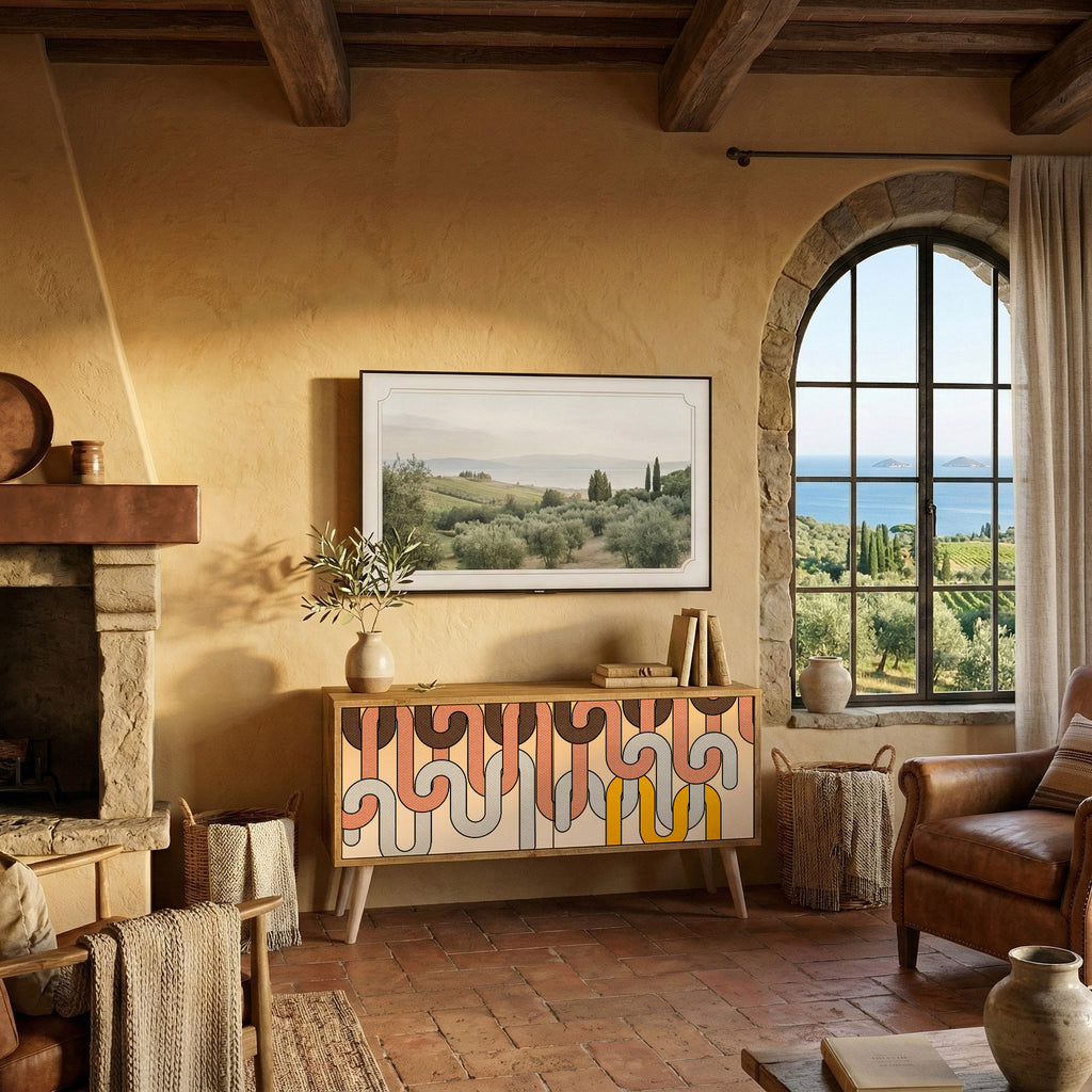 COLORFUL STRINGS Kompakt TV-bänk med 2 dörrar