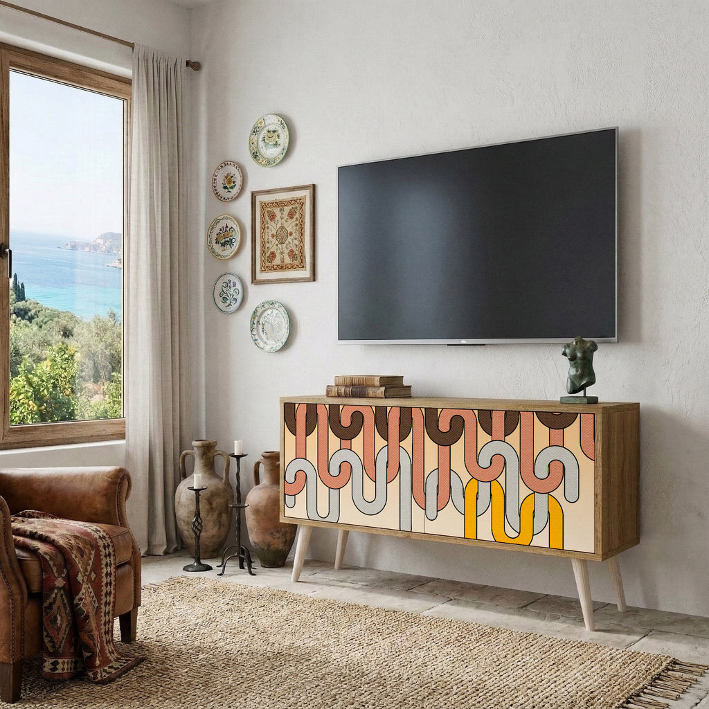 COLORFUL STRINGS Kompakt TV-bänk med 2 dörrar