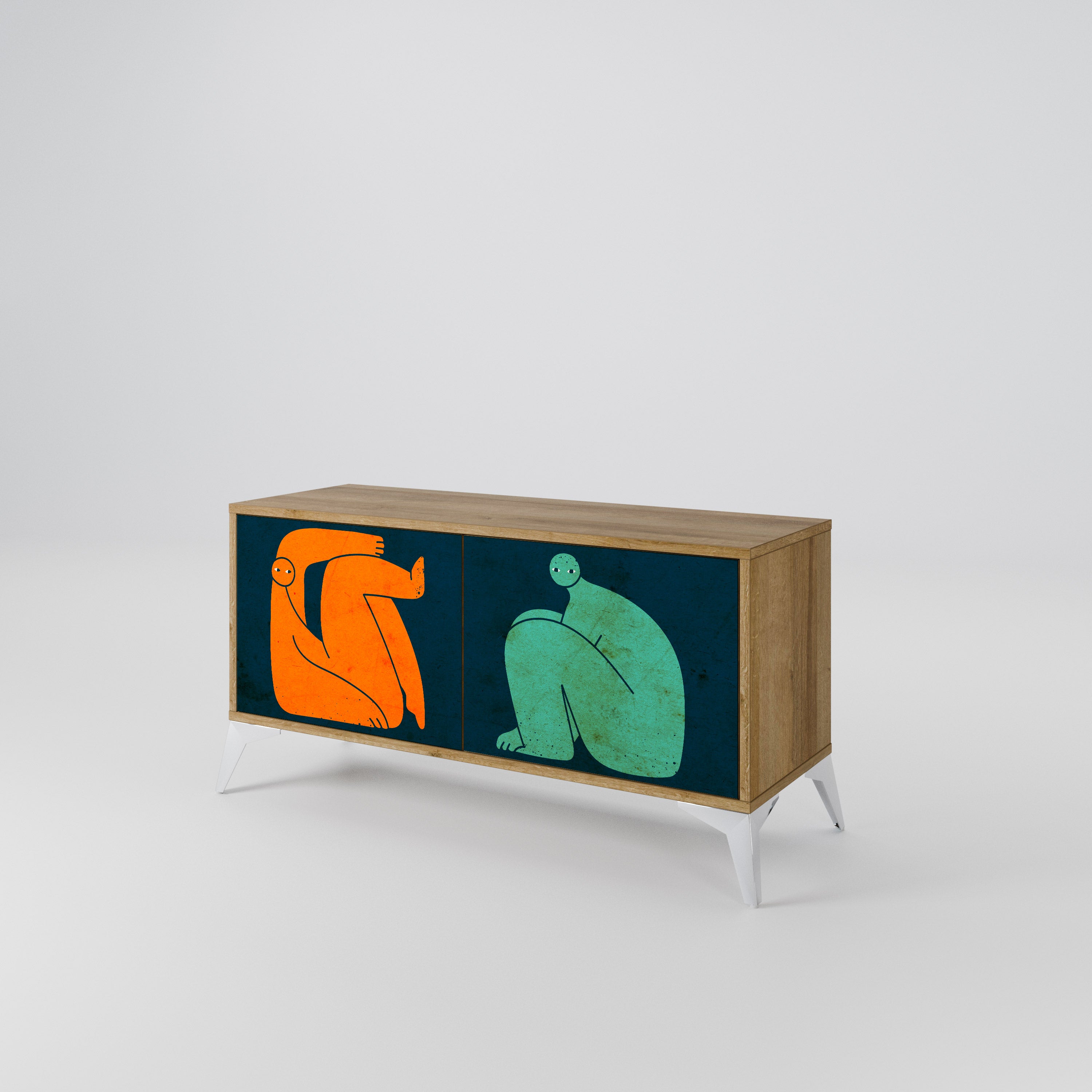 TOGETHER BUT SEPARATELY Kompakt TV-bänk med 2 dörrar