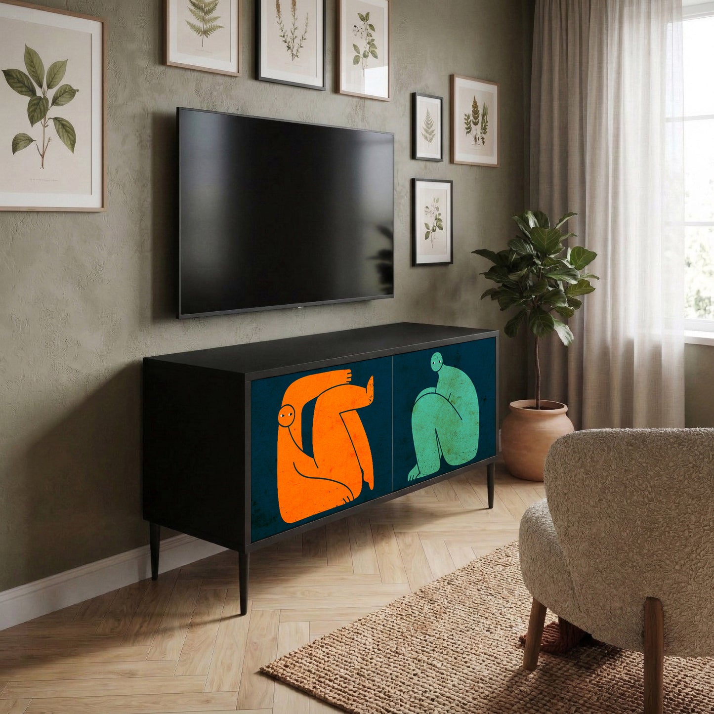 TOGETHER BUT SEPARATELY Kompakt TV-bänk med 2 dörrar