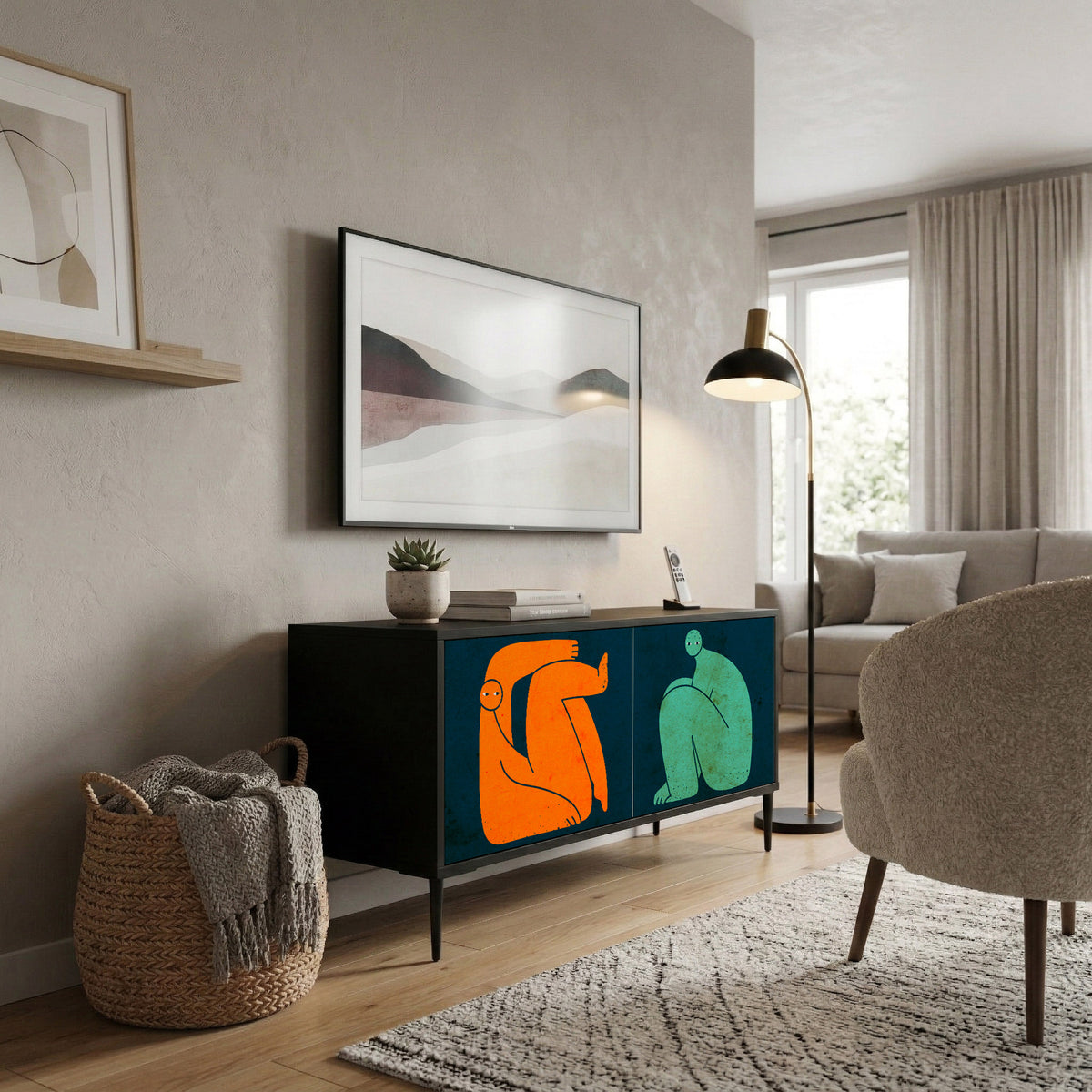 TOGETHER BUT SEPARATELY Kompakt TV-bänk med 2 dörrar