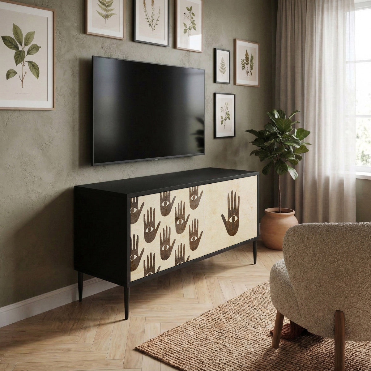 SEE MORE Kompakt TV-bänk med 2 dörrar