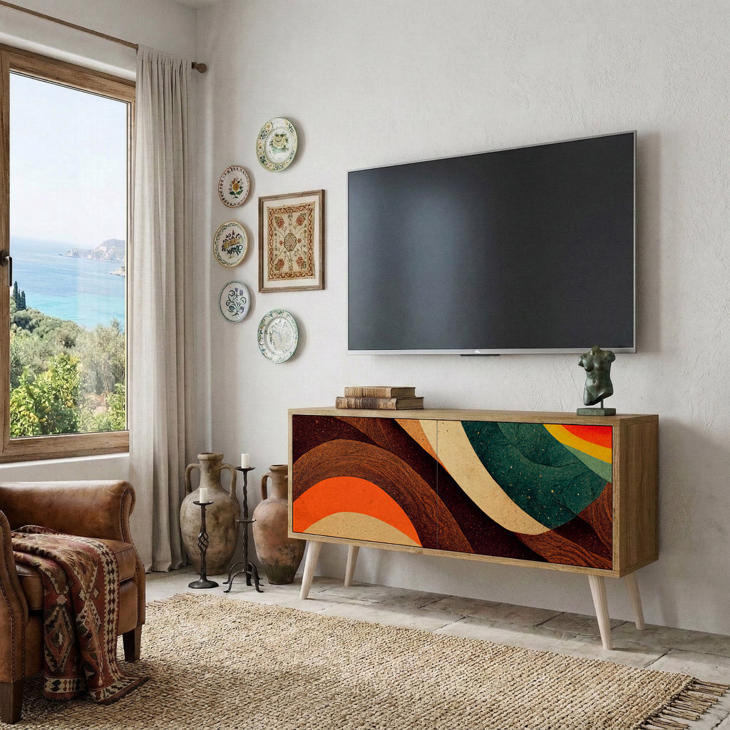 COLORFUL STRANDS Kompakt TV-bänk med 2 dörrar