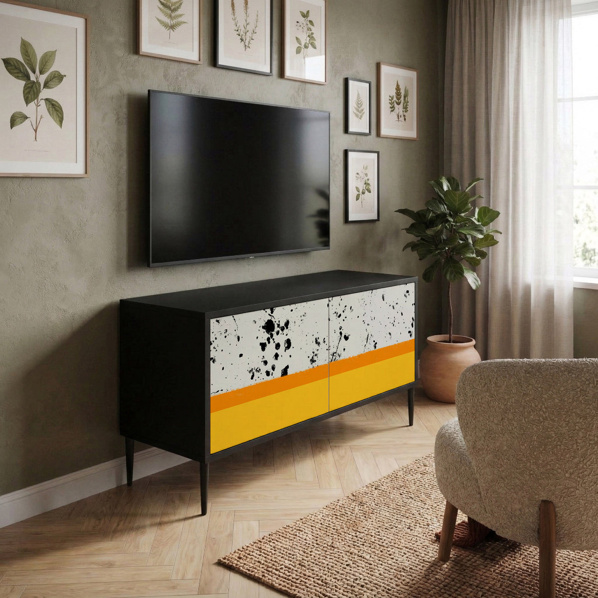 DYED BY ORANGE Kompakt TV-bänk med 2 dörrar