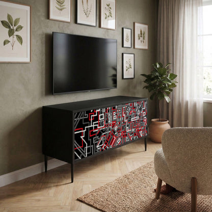 BROKEN LINES Kompakt TV-bänk med 2 dörrar