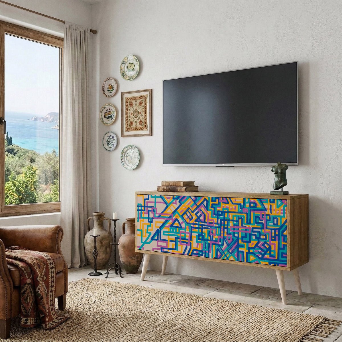 MEMORIES MAP Compact 2-Door TV Cabinet