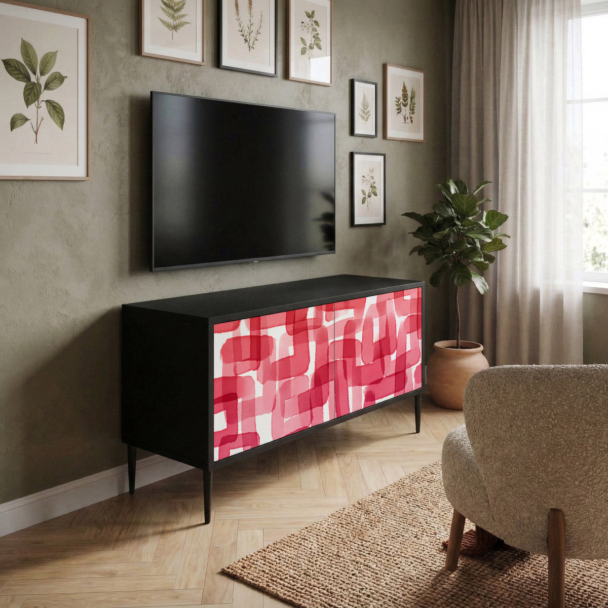 KALEIDOSCOPIC CUBISM Kompakt TV-bänk med 2 dörrar