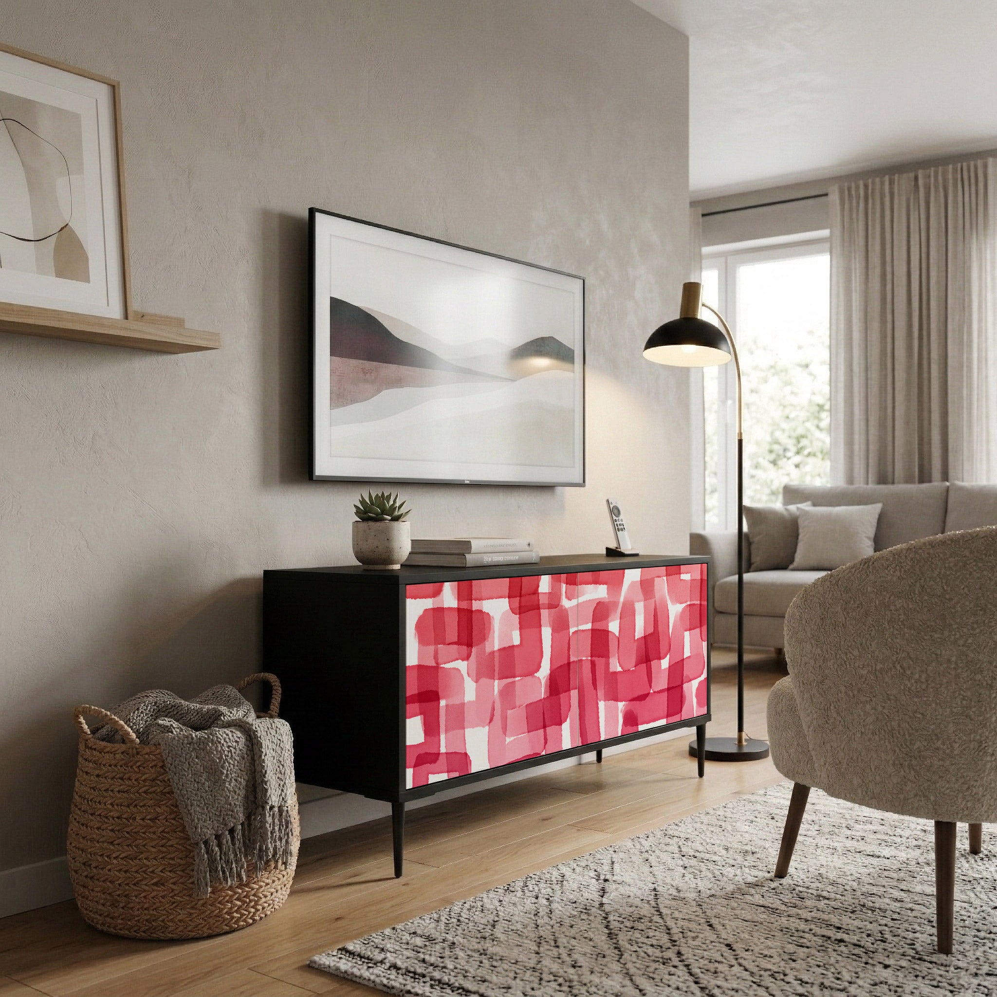 KALEIDOSCOPIC CUBISM Kompakt TV-bänk med 2 dörrar