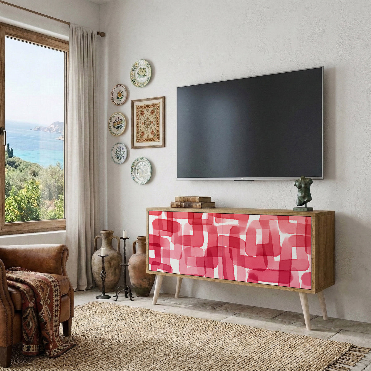 KALEIDOSCOPIC CUBISM Kompakt TV-bänk med 2 dörrar