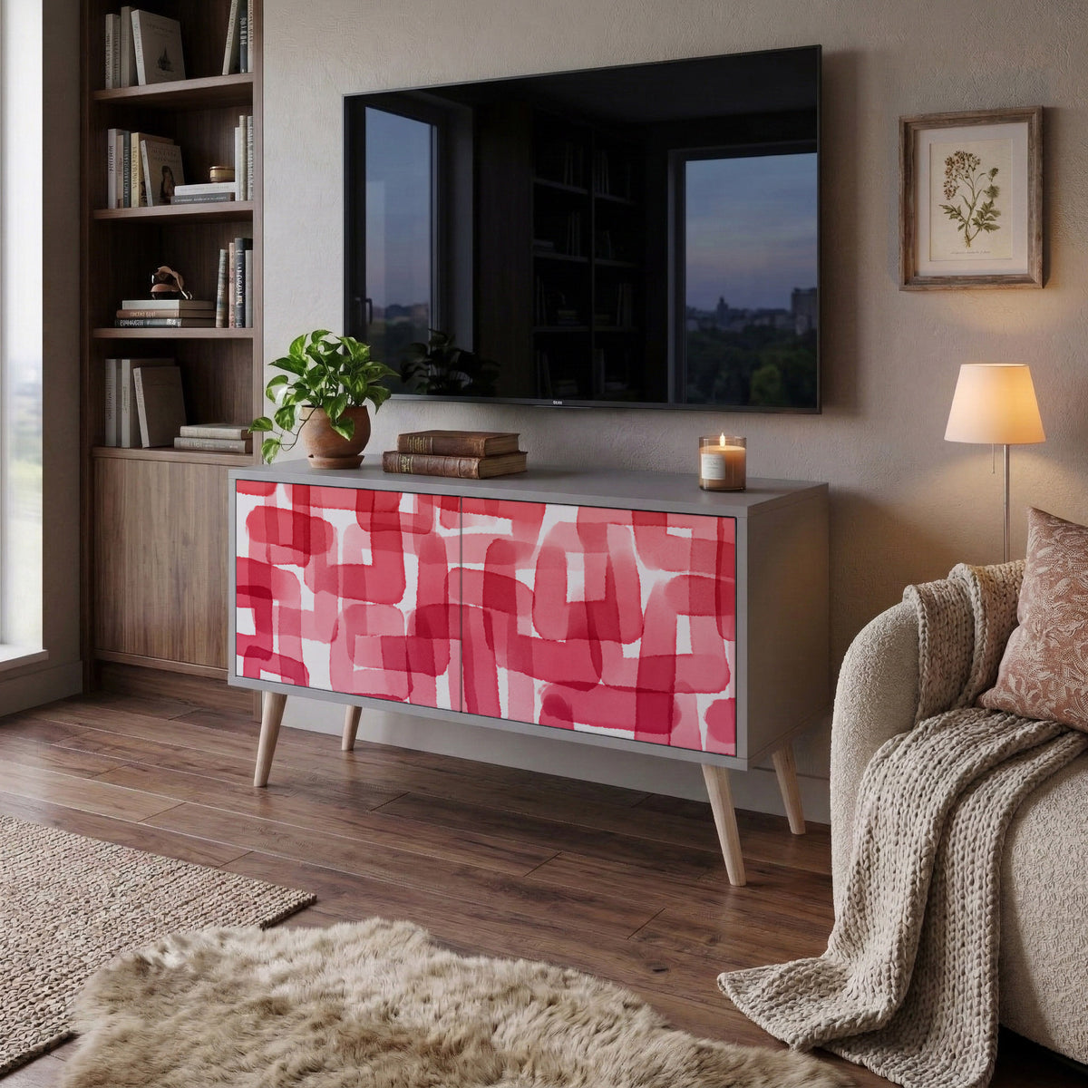 KALEIDOSCOPIC CUBISM Kompakt TV-bänk med 2 dörrar