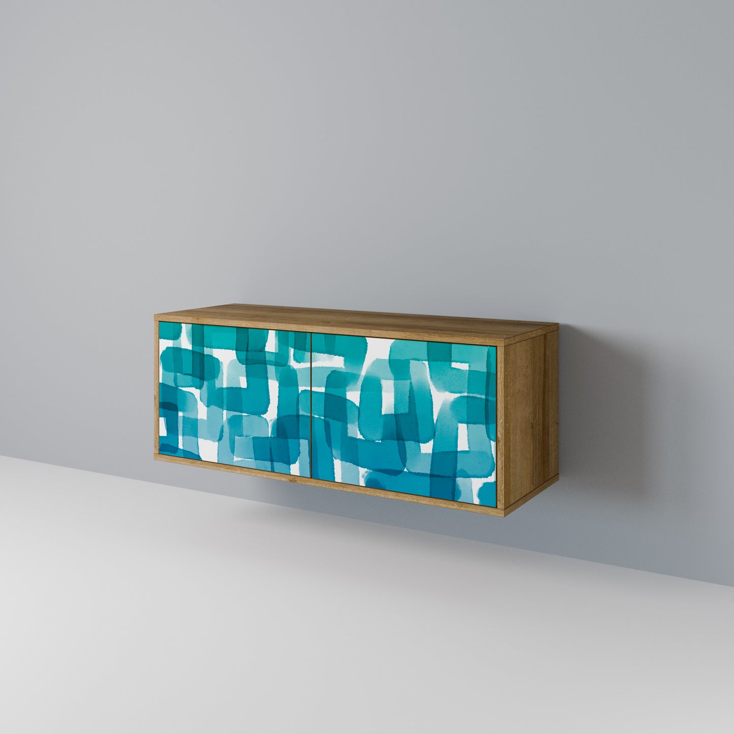 TURQUOISE RECTANGLES Kompakt TV-bänk med 2 dörrar