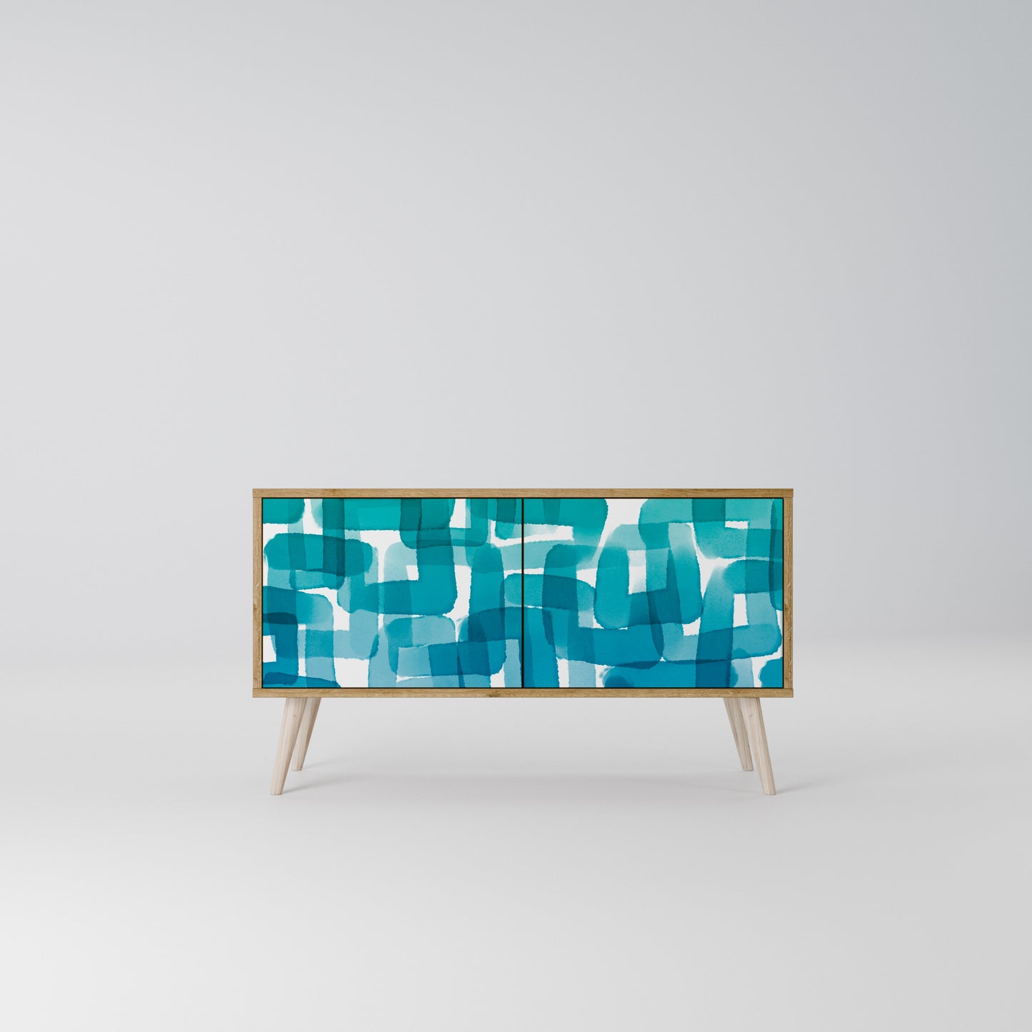 TURQUOISE RECTANGLES Kompakt TV-bänk med 2 dörrar