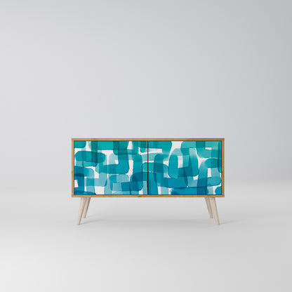 TURQUOISE RECTANGLES Kompakt TV-bänk med 2 dörrar