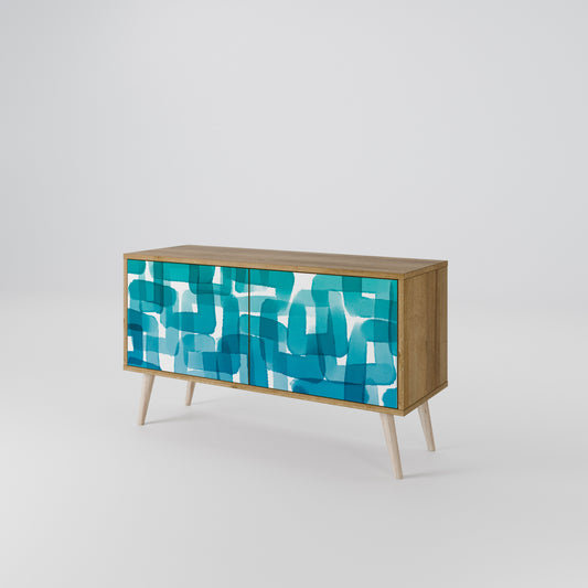 TURQUOISE RECTANGLES Kompakt TV-bänk med 2 dörrar