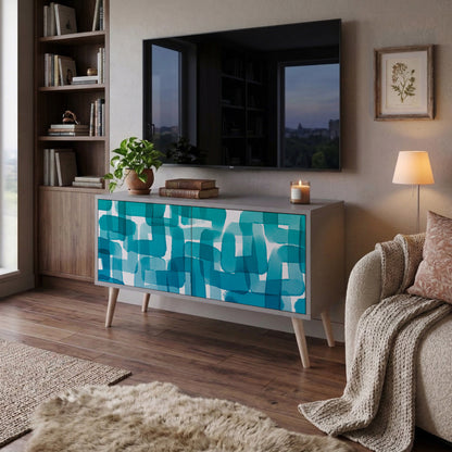 TURQUOISE RECTANGLES Kompakt TV-bänk med 2 dörrar