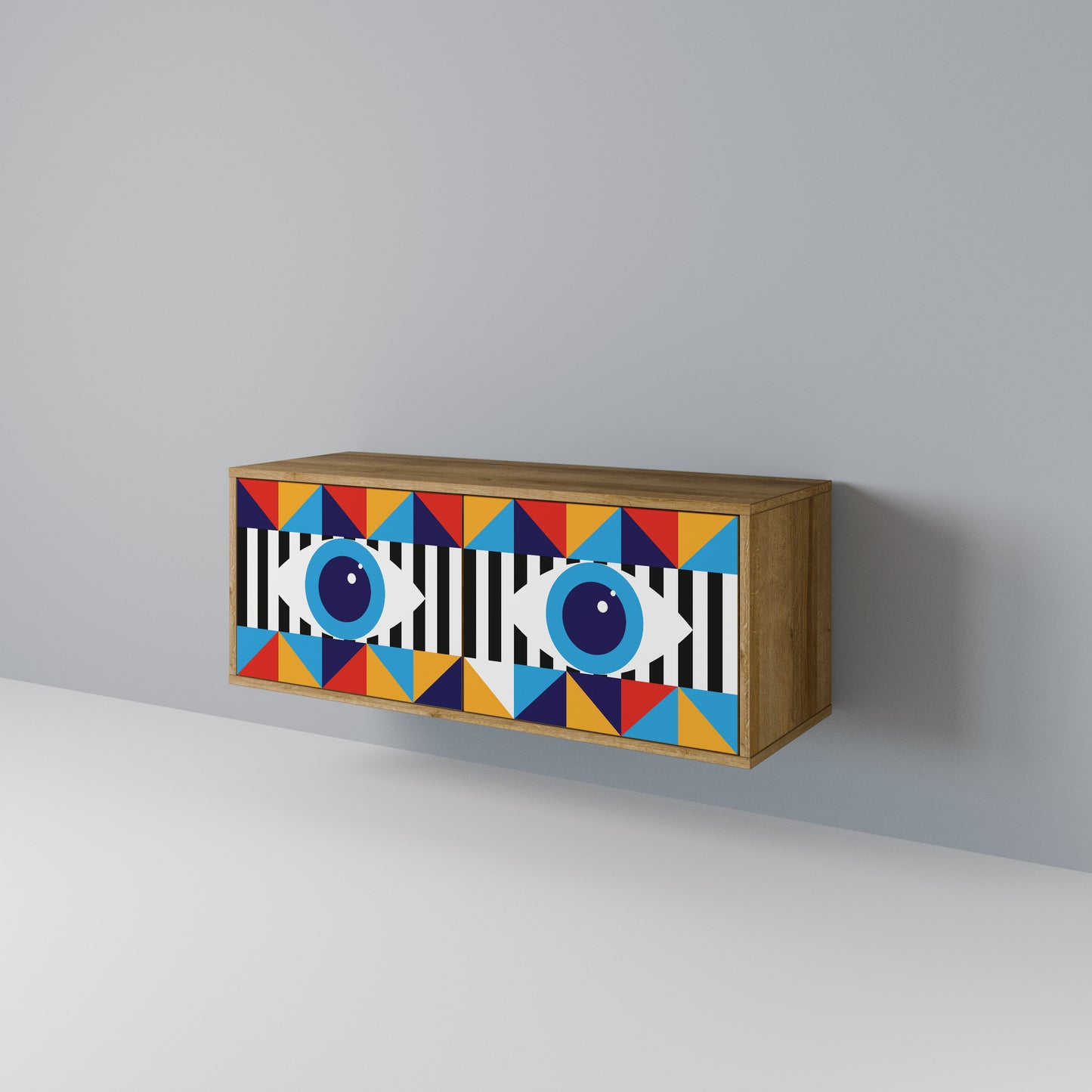 ABSTRACTION AND GEOMETRY Kompakt TV-bänk med 2 dörrar