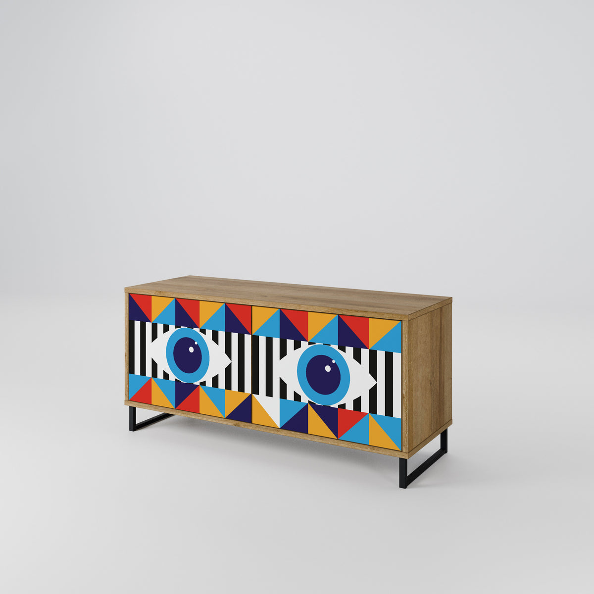 ABSTRACTION AND GEOMETRY Kompakt TV-bänk med 2 dörrar