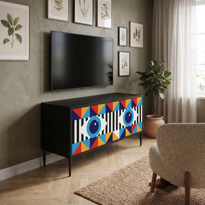 ABSTRACTION AND GEOMETRY Kompakt TV-bänk med 2 dörrar