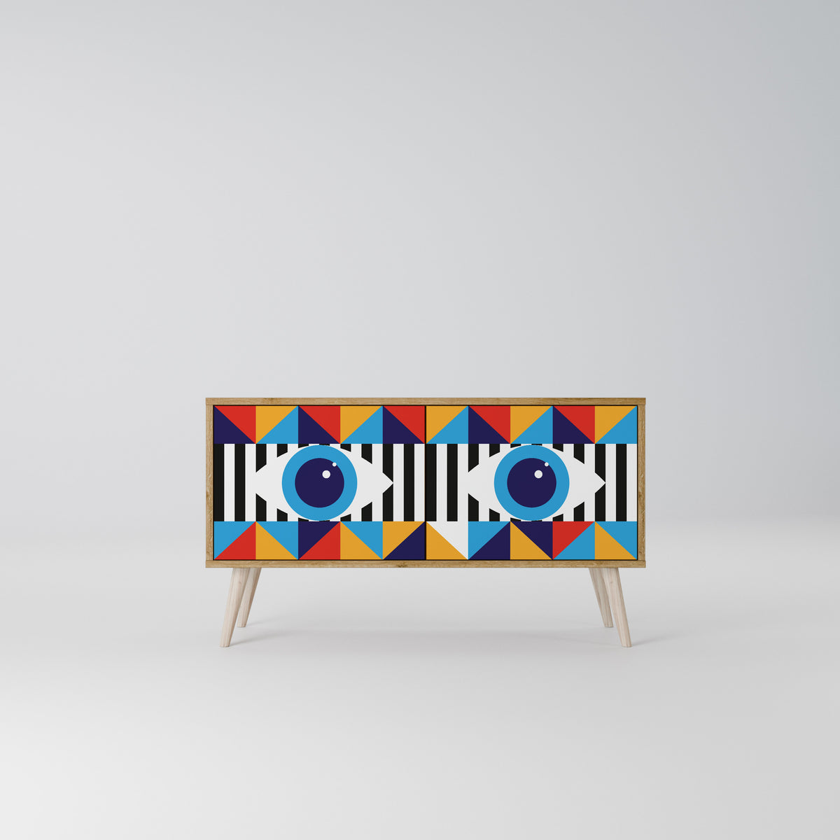 ABSTRACTION AND GEOMETRY Kompakt TV-bänk med 2 dörrar