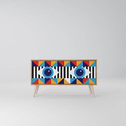 ABSTRACTION AND GEOMETRY Kompakt TV-bänk med 2 dörrar