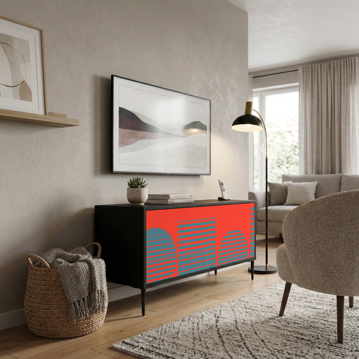 RISING GEOMETRY STARS Kompakt TV-bänk med 2 dörrar