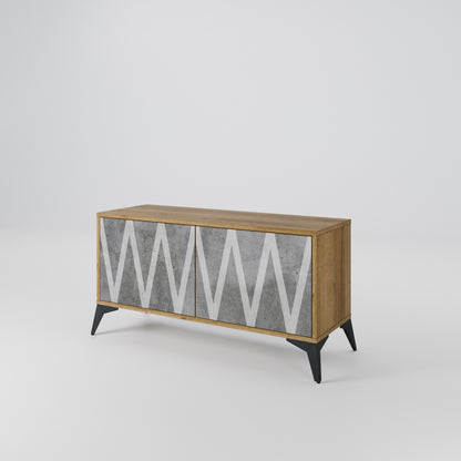 SOLID ZIG ZAG Kompakt TV-bänk med 2 dörrar