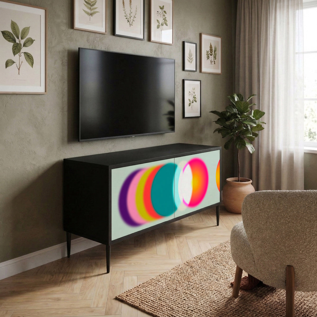 SYMPHONY OF COLORS Kompakt TV-bänk med 2 dörrar