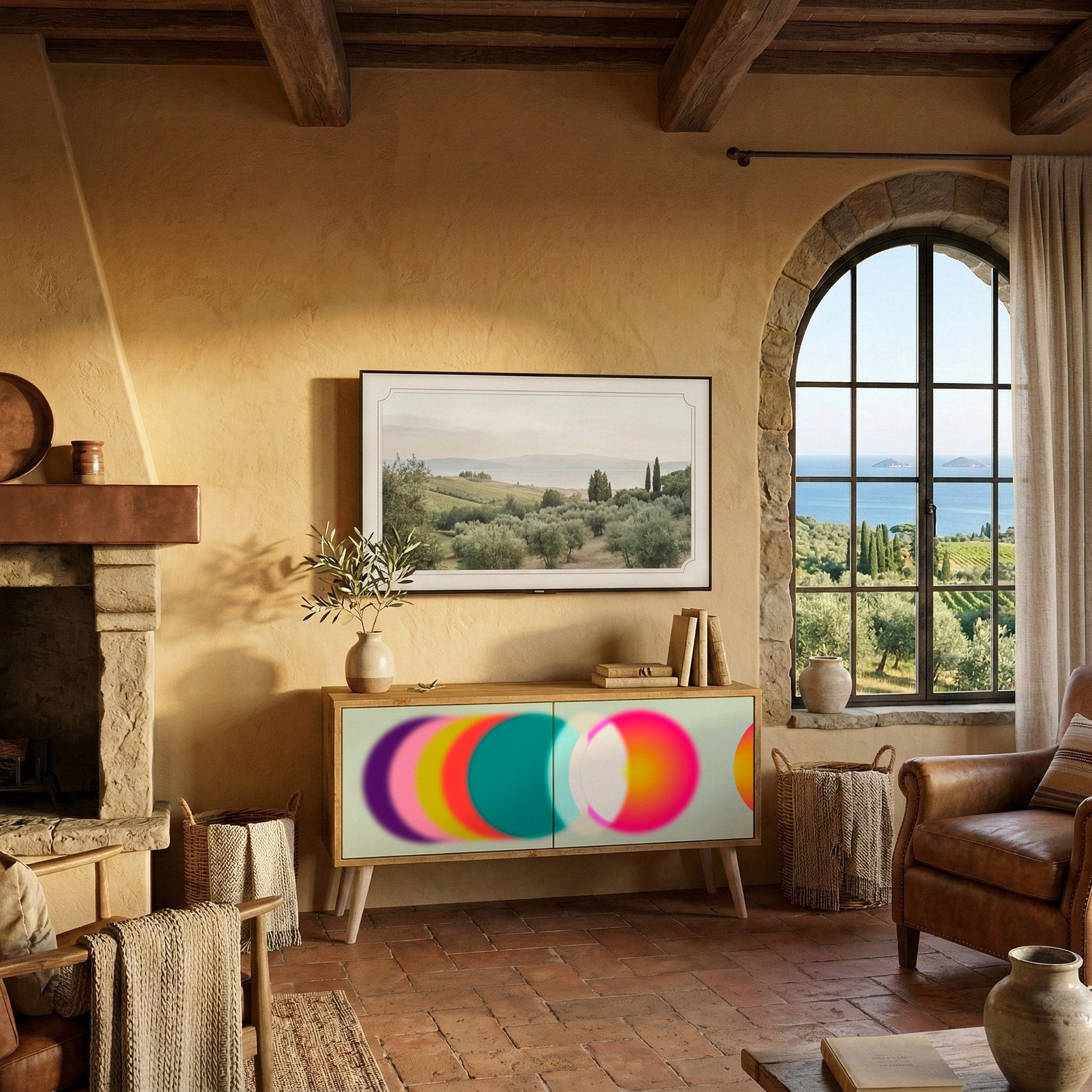 SYMPHONY OF COLORS Kompakt TV-bänk med 2 dörrar