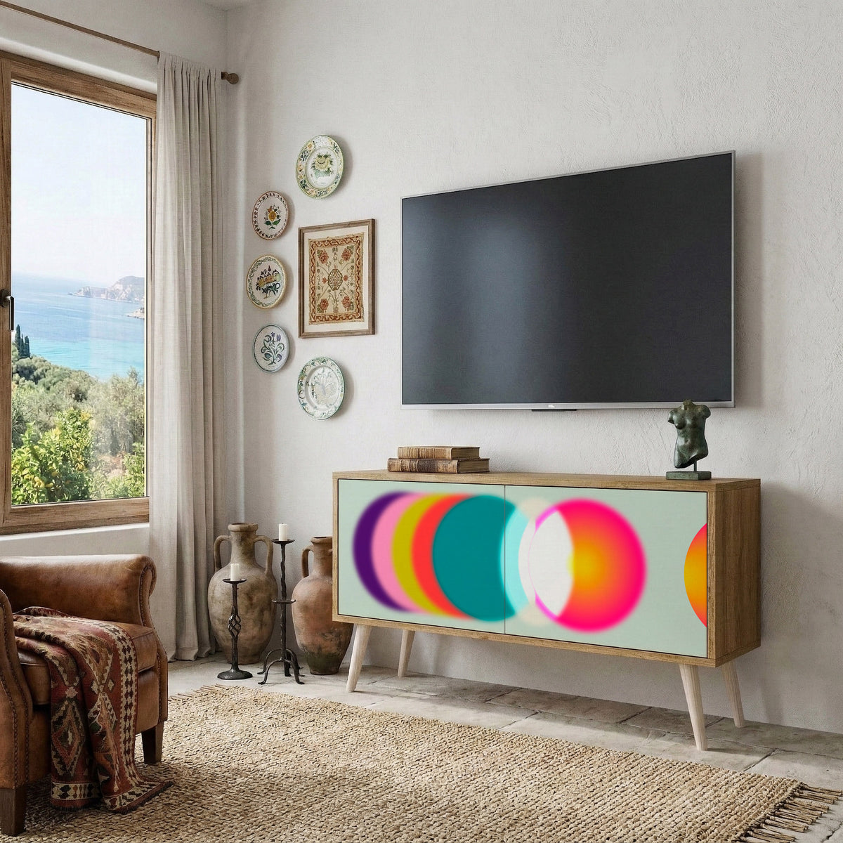 SYMPHONY OF COLORS Kompakt TV-bänk med 2 dörrar