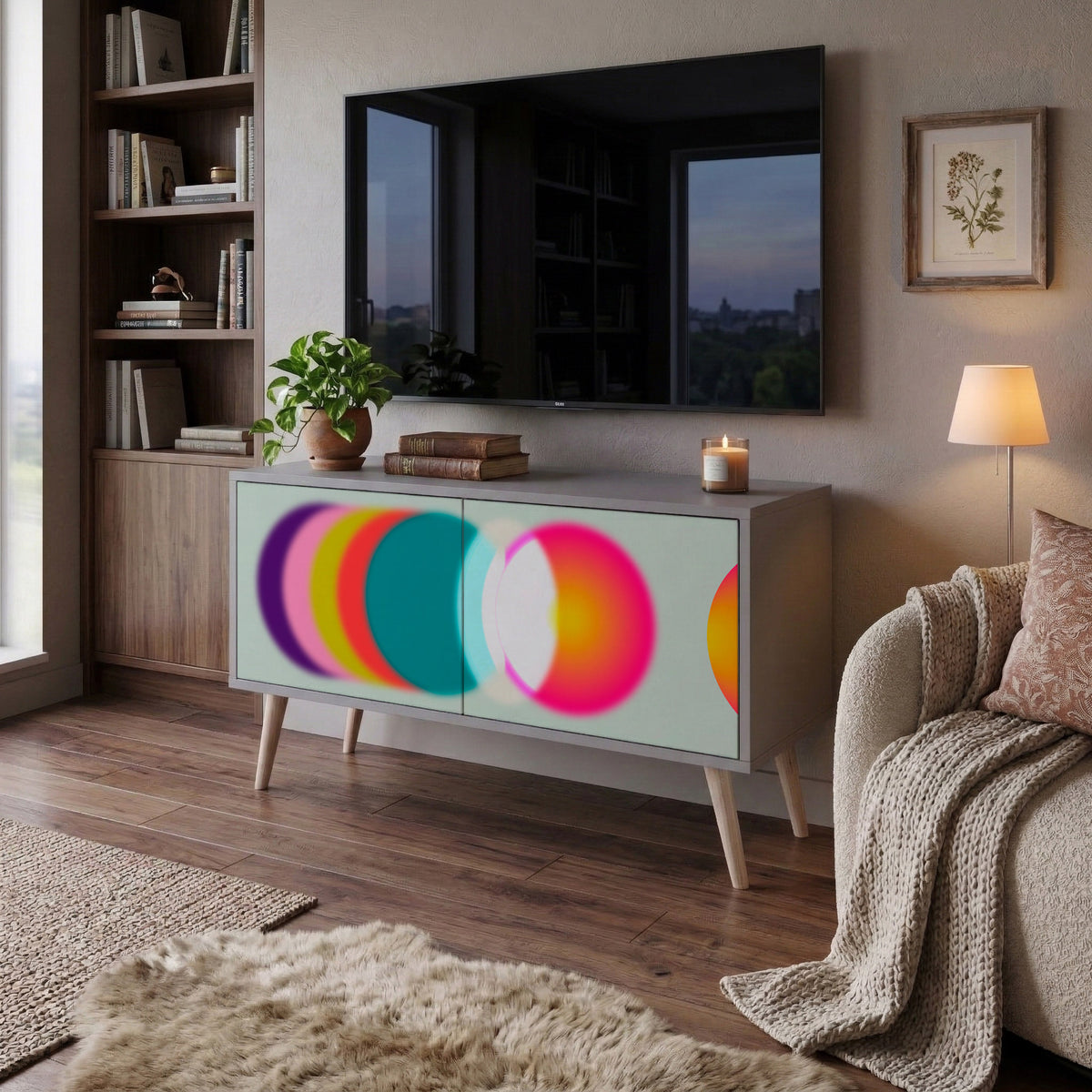 SYMPHONY OF COLORS Kompakt TV-bänk med 2 dörrar