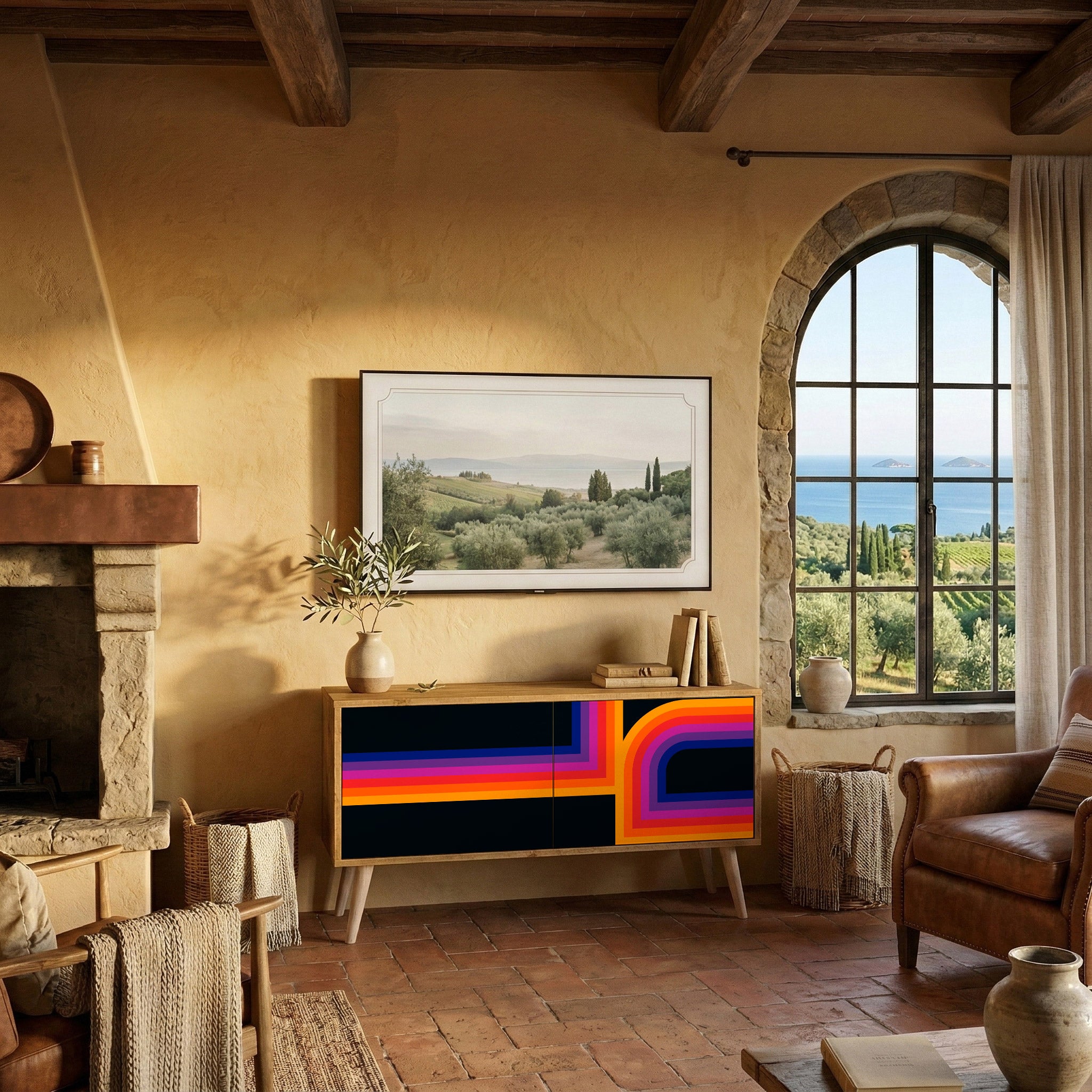 BLINDED BY THE LIGHTS Kompakt TV-bänk med 2 dörrar