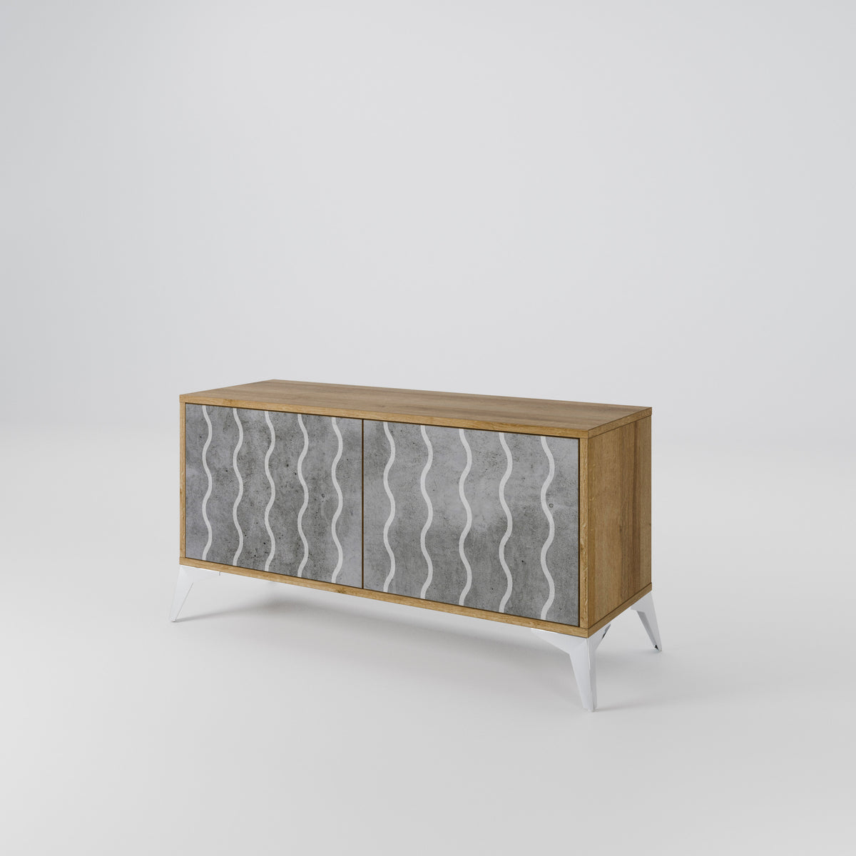 WAVES OF CONCRETE Kompakt TV-bänk med 2 dörrar