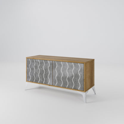 WAVES OF CONCRETE Kompakt TV-bänk med 2 dörrar
