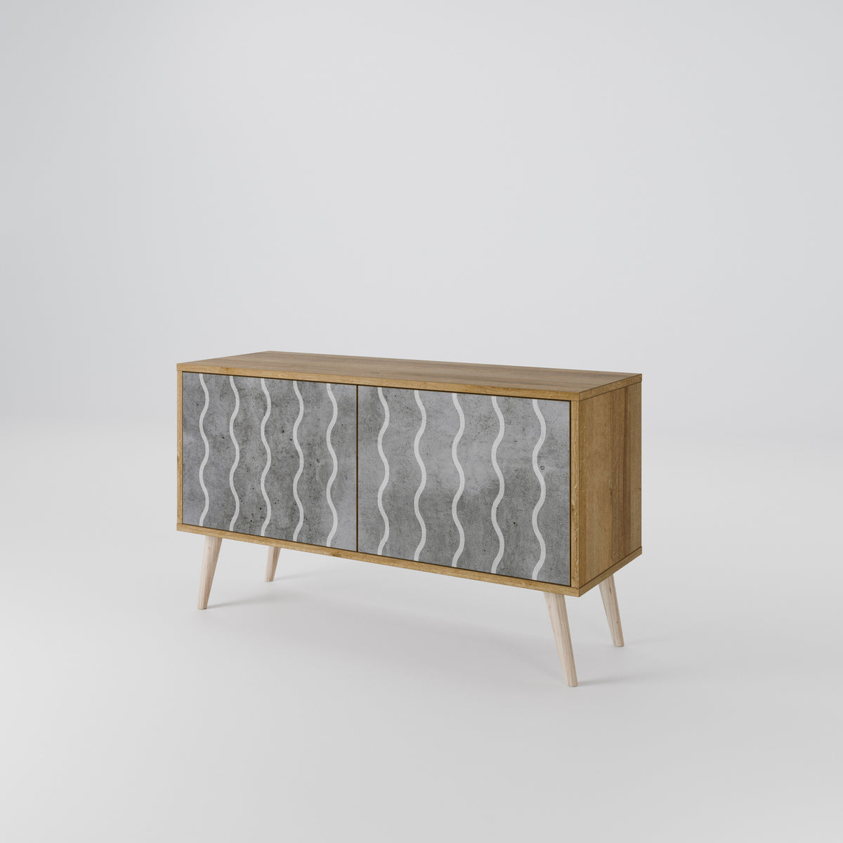 WAVES OF CONCRETE Kompakt TV-bänk med 2 dörrar