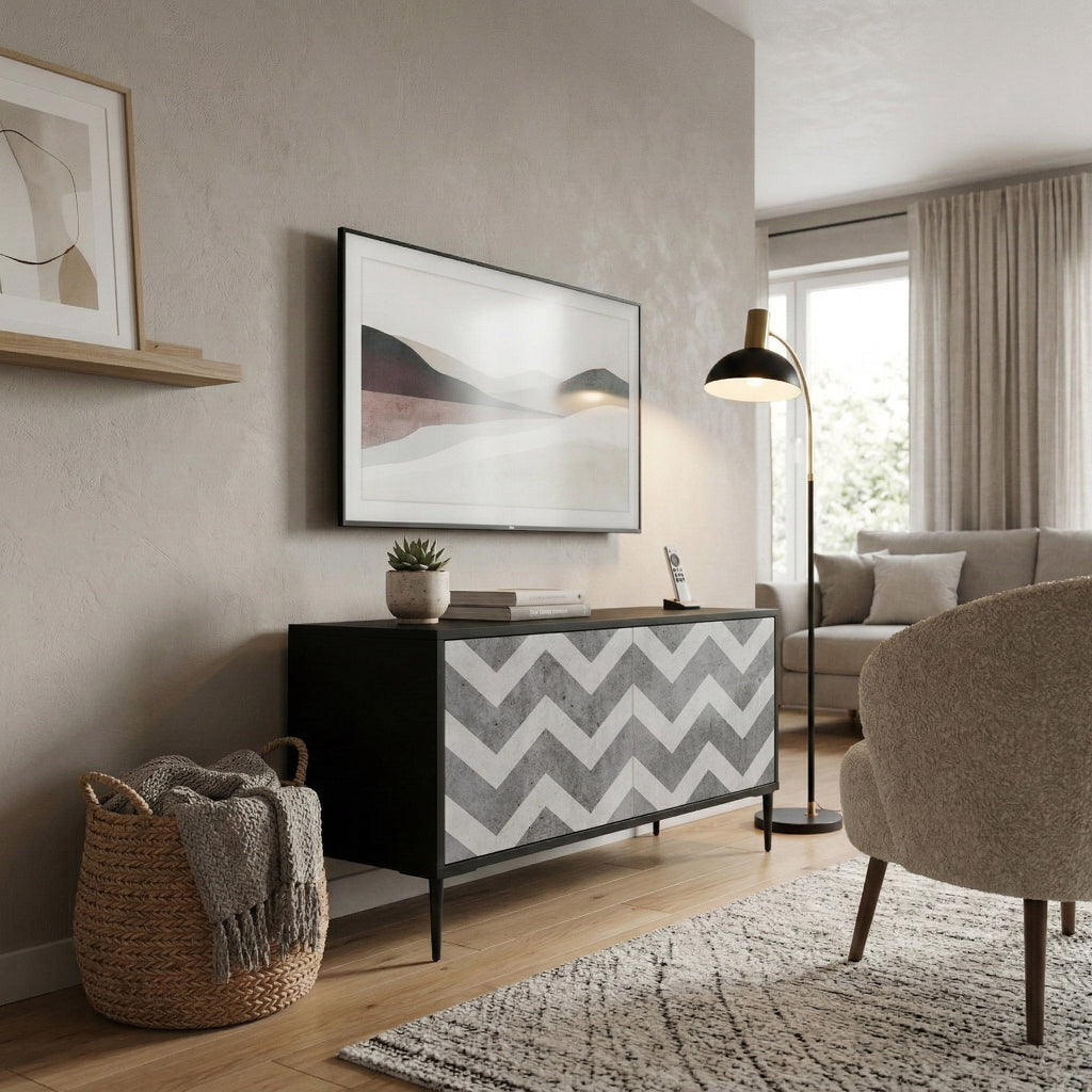 TOUGH ZIG ZAG Kompakt TV-bänk med 2 dörrar