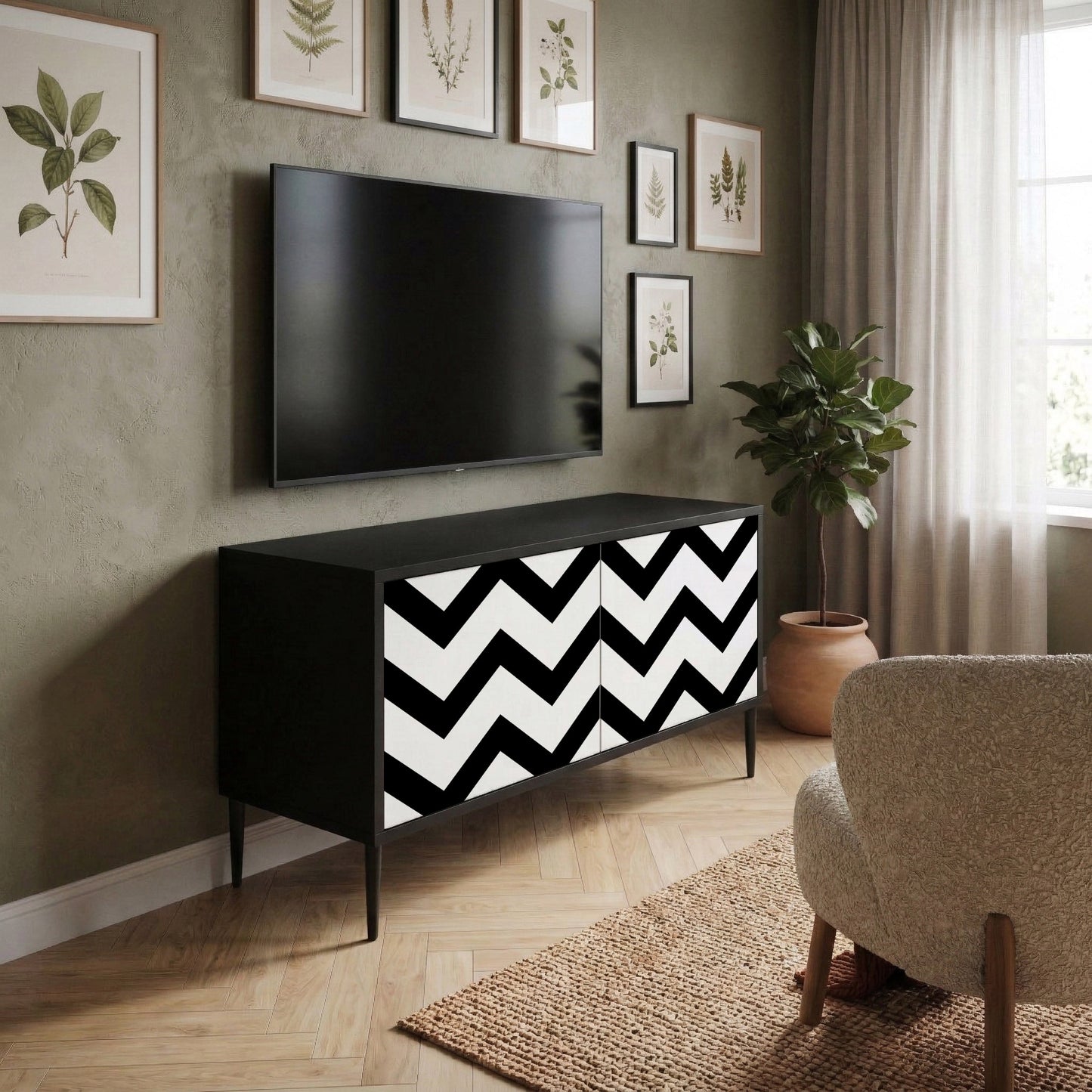 CLASSIC ZIG ZAG Kompakt TV-bänk med 2 dörrar